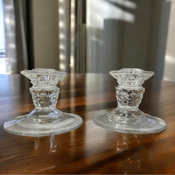 Fostoria American Candle Holders set of 2 - Picture 2 of 6